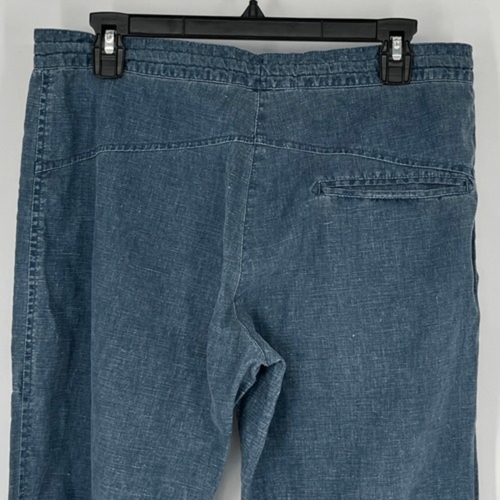 H&M L.O.G.G. Linen Jogger Pants Womens 10 Blue Drawstring Coastal Casual - Picture 13 of 14